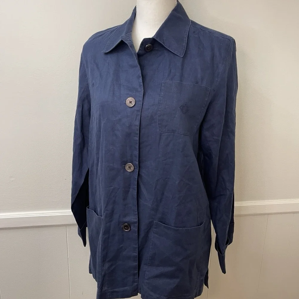 Lauren Ralph Lauren Women's Navy Linen Jacket Size Medium Petite